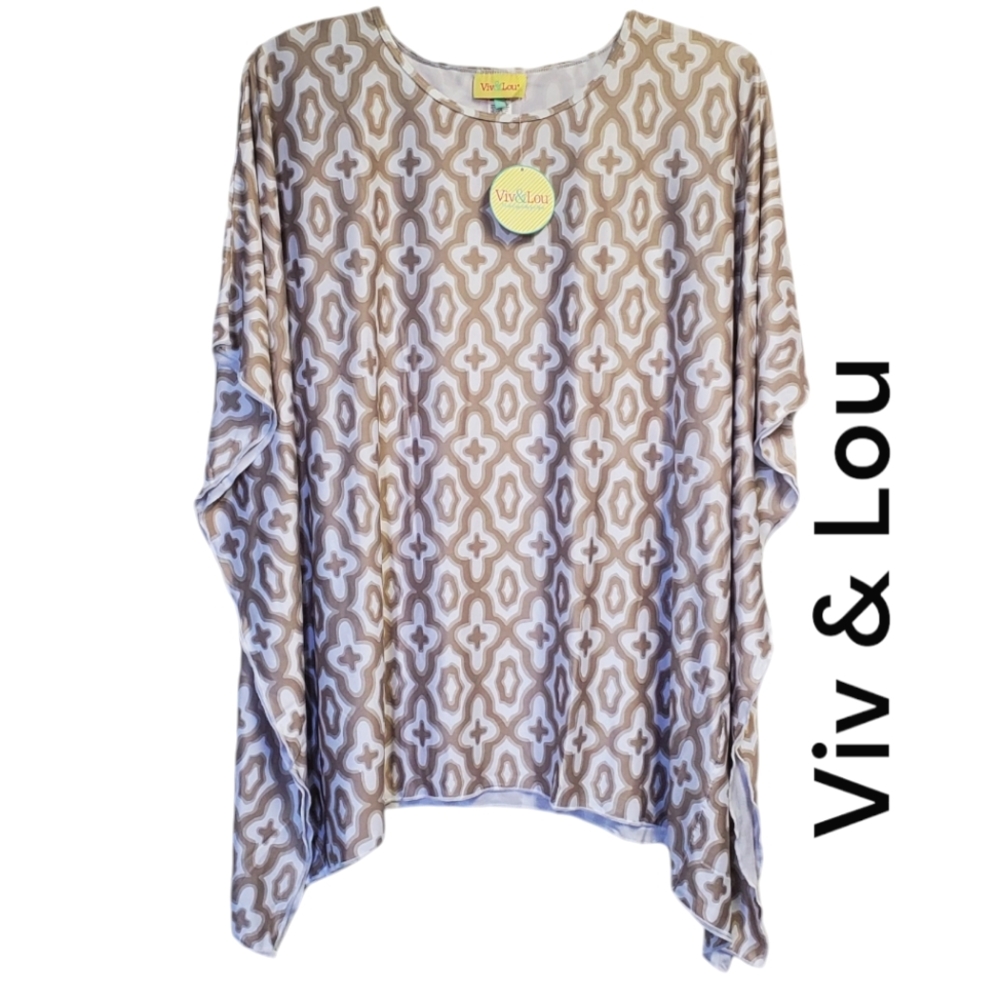 NWT Viv & Lou Women's Top/Cover-Up Abstract Print Comfy Size L/XL